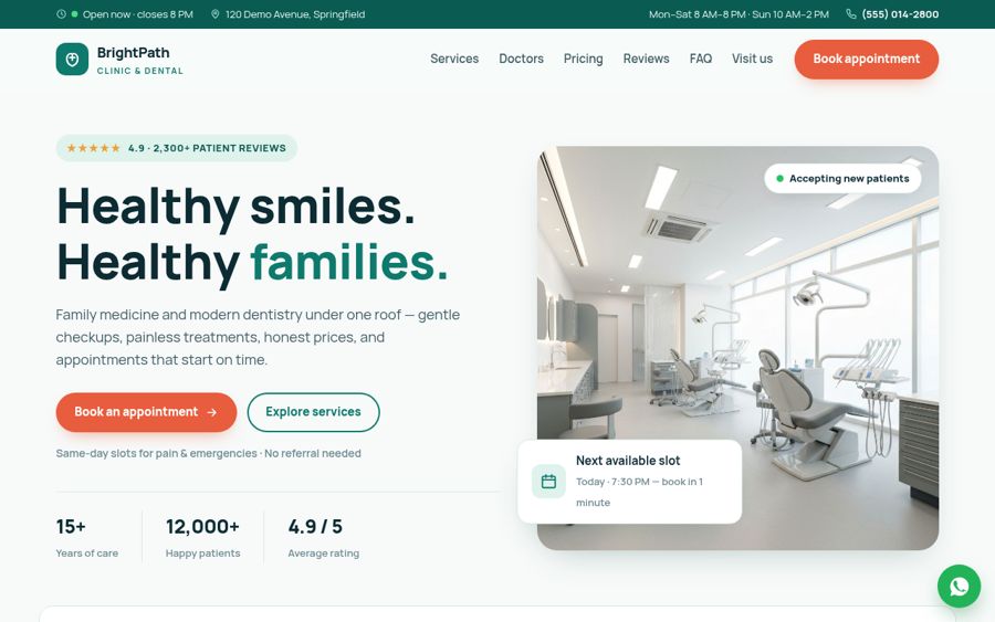 Clinic website demo by Everest Web Development