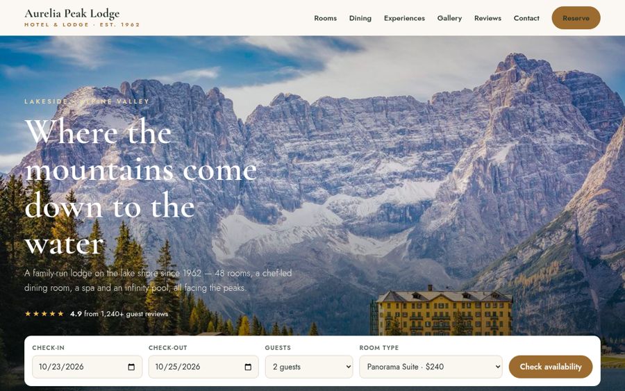 Hotel website demo on laptop by Everest Web Development