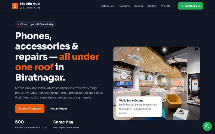 Mobile Shop website demo by Everest Web Development