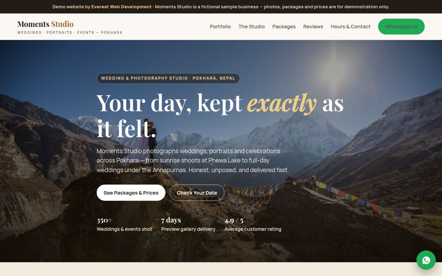 Photo Studio website demo by Everest Web Development