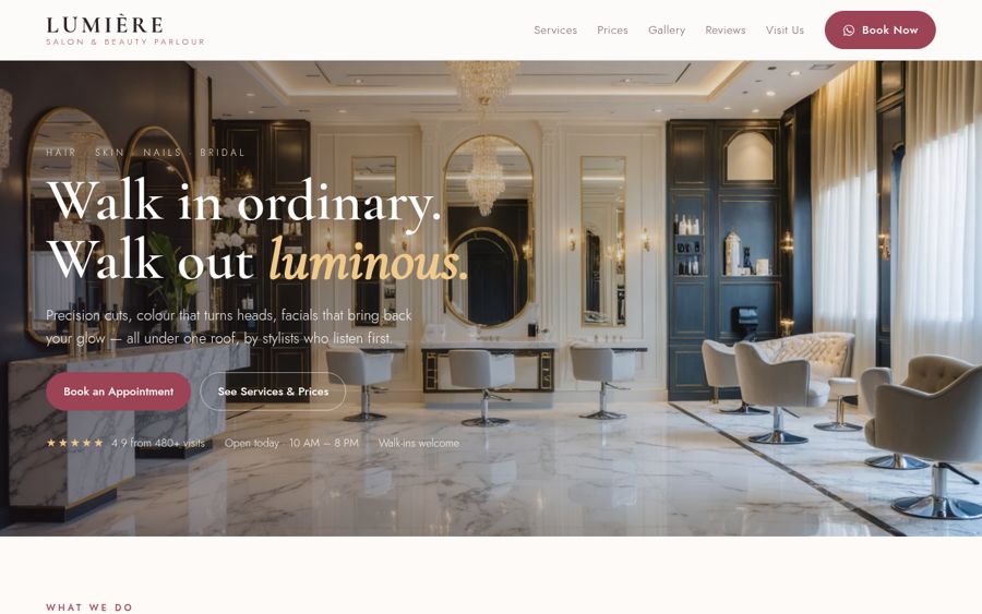 Salon website demo by Everest Web Development
